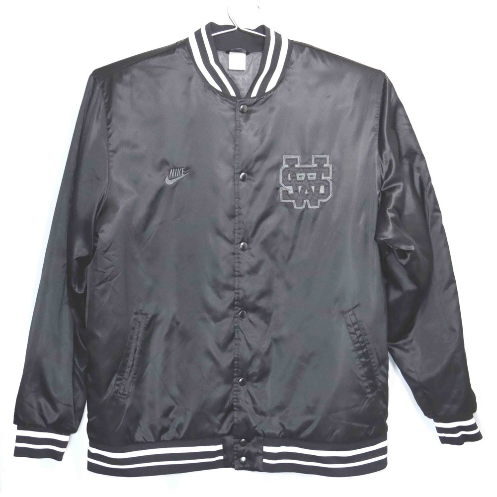 Nike Sportswear Beaverton‎ Oregon Black Satin Varsity Destroyer Jacket Mens 3XLT